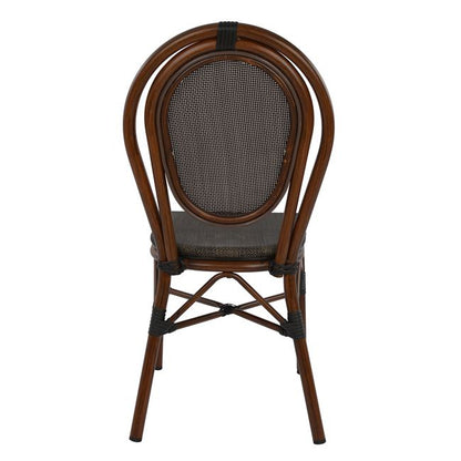 Aluminum Chair Bamboo Look Brown With Textline 40,5x56,5x89,5 Cm Hm5026