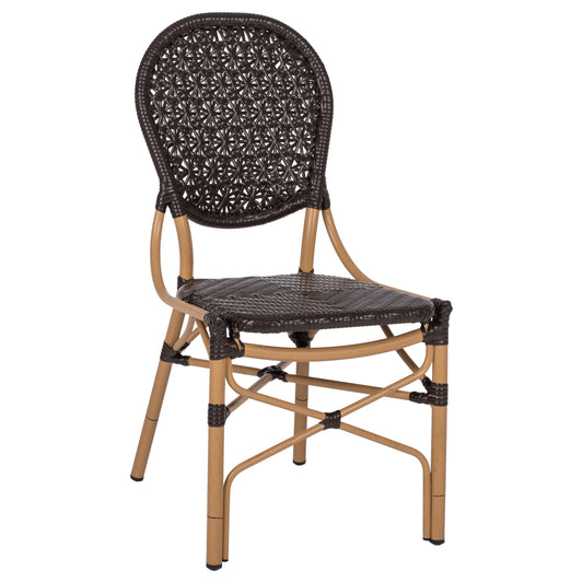 Chair Aluminum Bamboo Look And Pe Rattan In Brown Hm5925.01 47x58x95hcm.