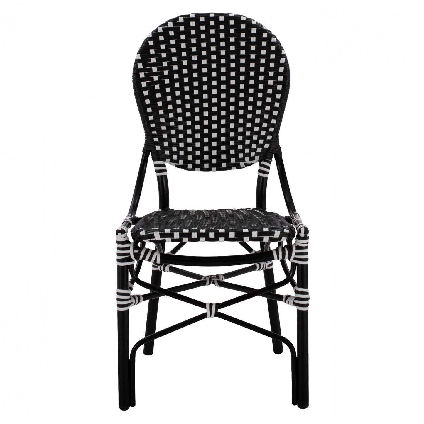 Aluminum Chair Bamboo Look With Wicker Black White Hm5792.02 46x60x96 Cm.