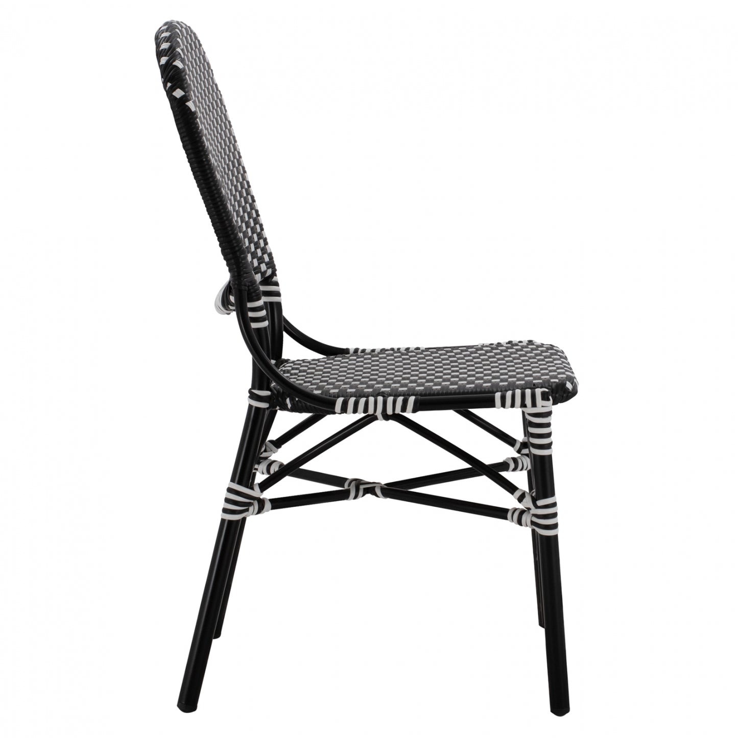 Aluminum Chair Bamboo Look With Wicker Black White Hm5792.02 46x60x96 Cm.