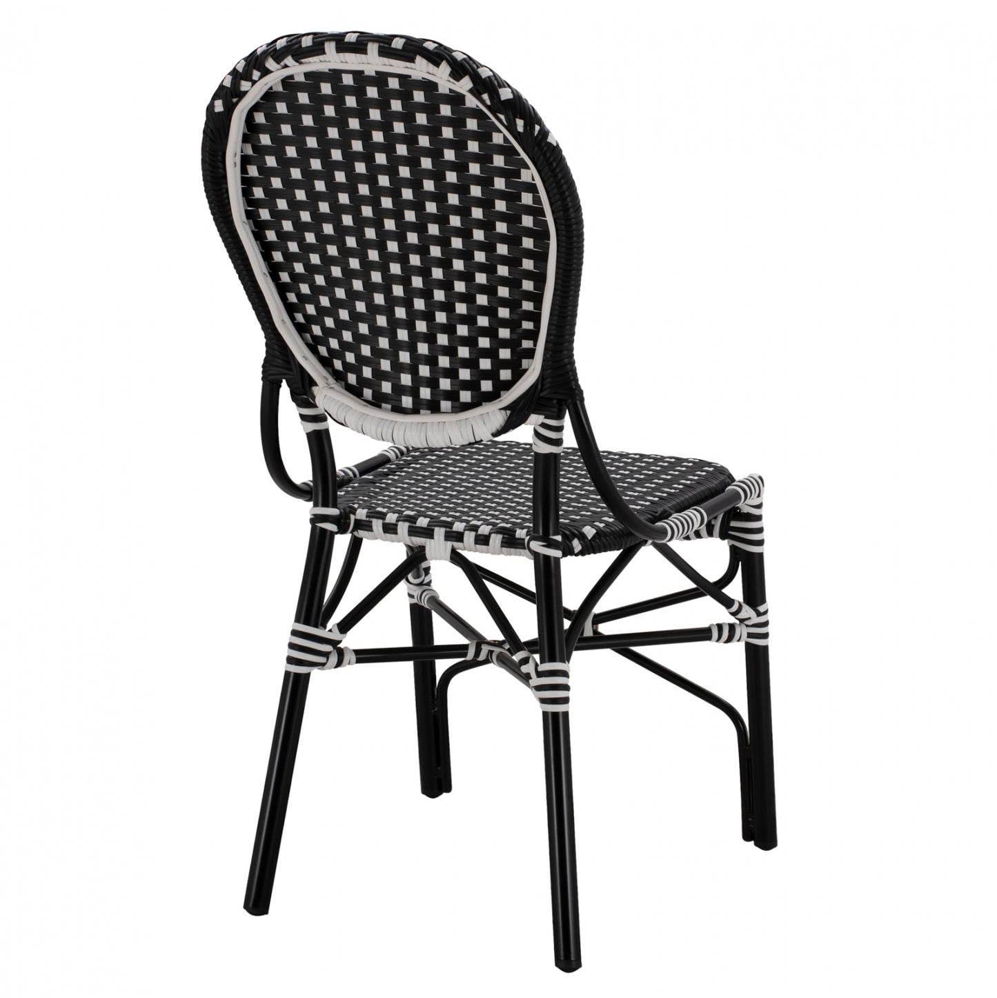 Aluminum Chair Bamboo Look With Wicker Black White Hm5792.02 46x60x96 Cm.