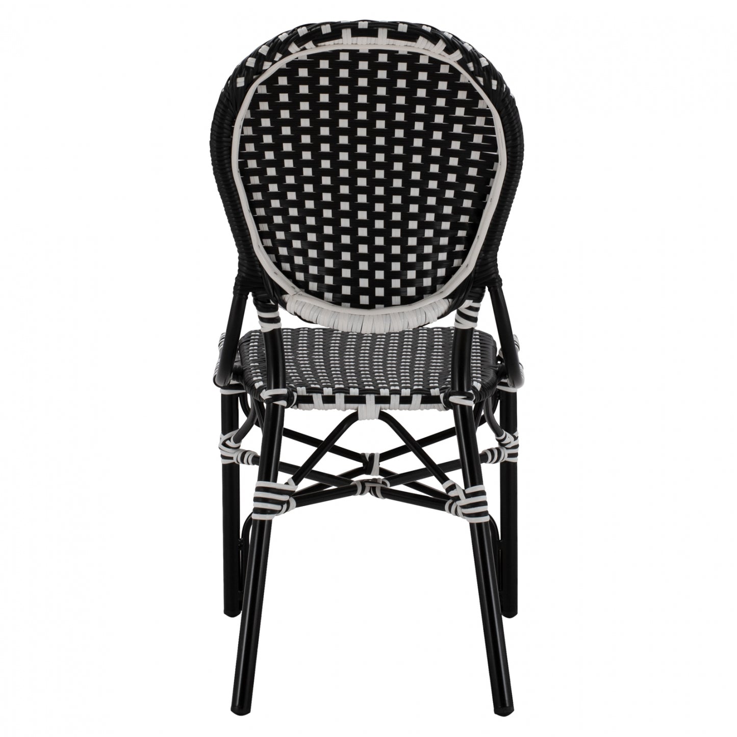Aluminum Chair Bamboo Look With Wicker Black White Hm5792.02 46x60x96 Cm.