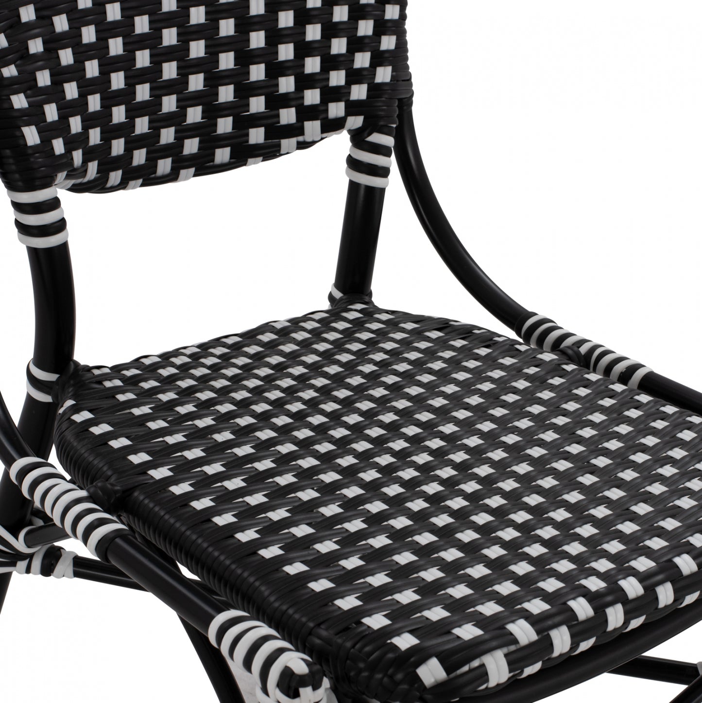 Aluminum Chair Bamboo Look With Wicker Black White Hm5792.02 46x60x96 Cm.