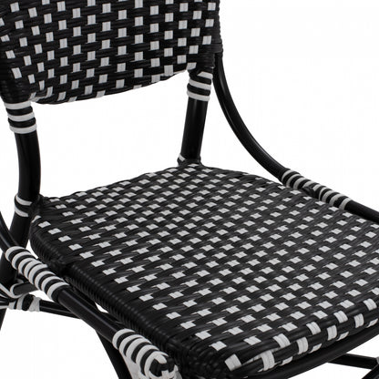 Aluminum Chair Bamboo Look With Wicker Black White Hm5792.02 46x60x96 Cm.