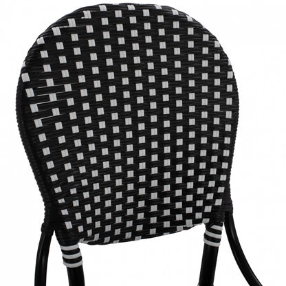 Aluminum Chair Bamboo Look With Wicker Black White Hm5792.02 46x60x96 Cm.