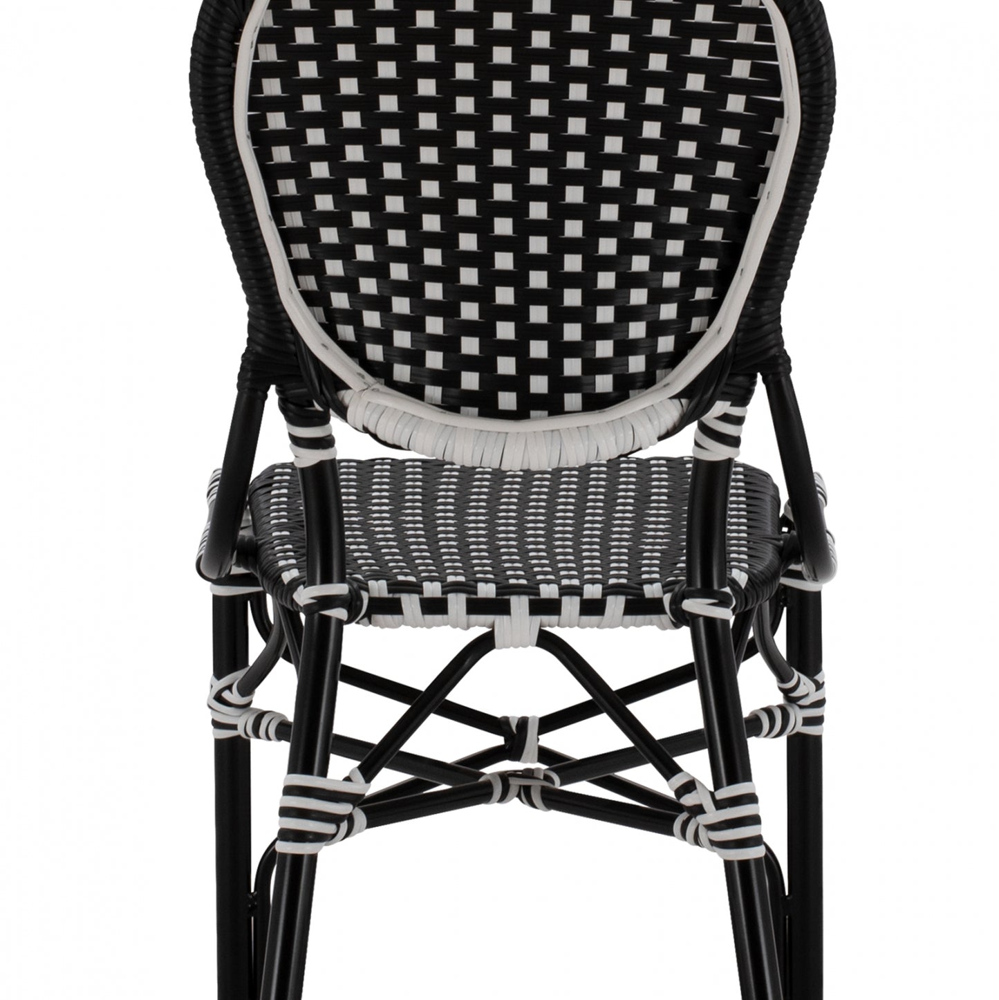 Aluminum Chair Bamboo Look With Wicker Black White Hm5792.02 46x60x96 Cm.