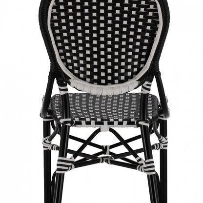 Aluminum Chair Bamboo Look With Wicker Black White Hm5792.02 46x60x96 Cm.