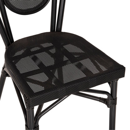 Aluminum Chair Bamboo Look Black With Textline 45x57x88cm Hm5052