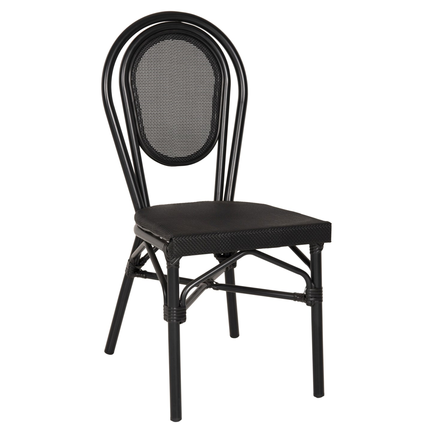 Aluminum Chair Bamboo Look Black With Textline 45x57x88cm Hm5052