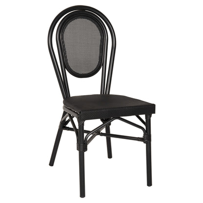 Aluminum Chair Bamboo Look Black With Textline 45x57x88cm Hm5052