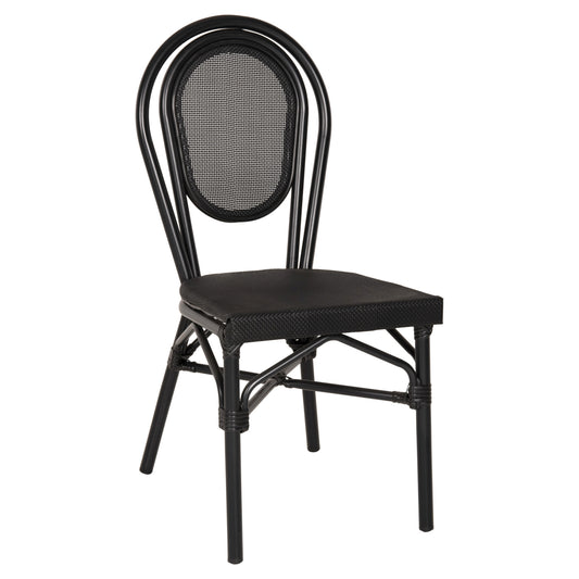 Aluminum Chair Bamboo Look Black With Textline 45x57x88cm Hm5052