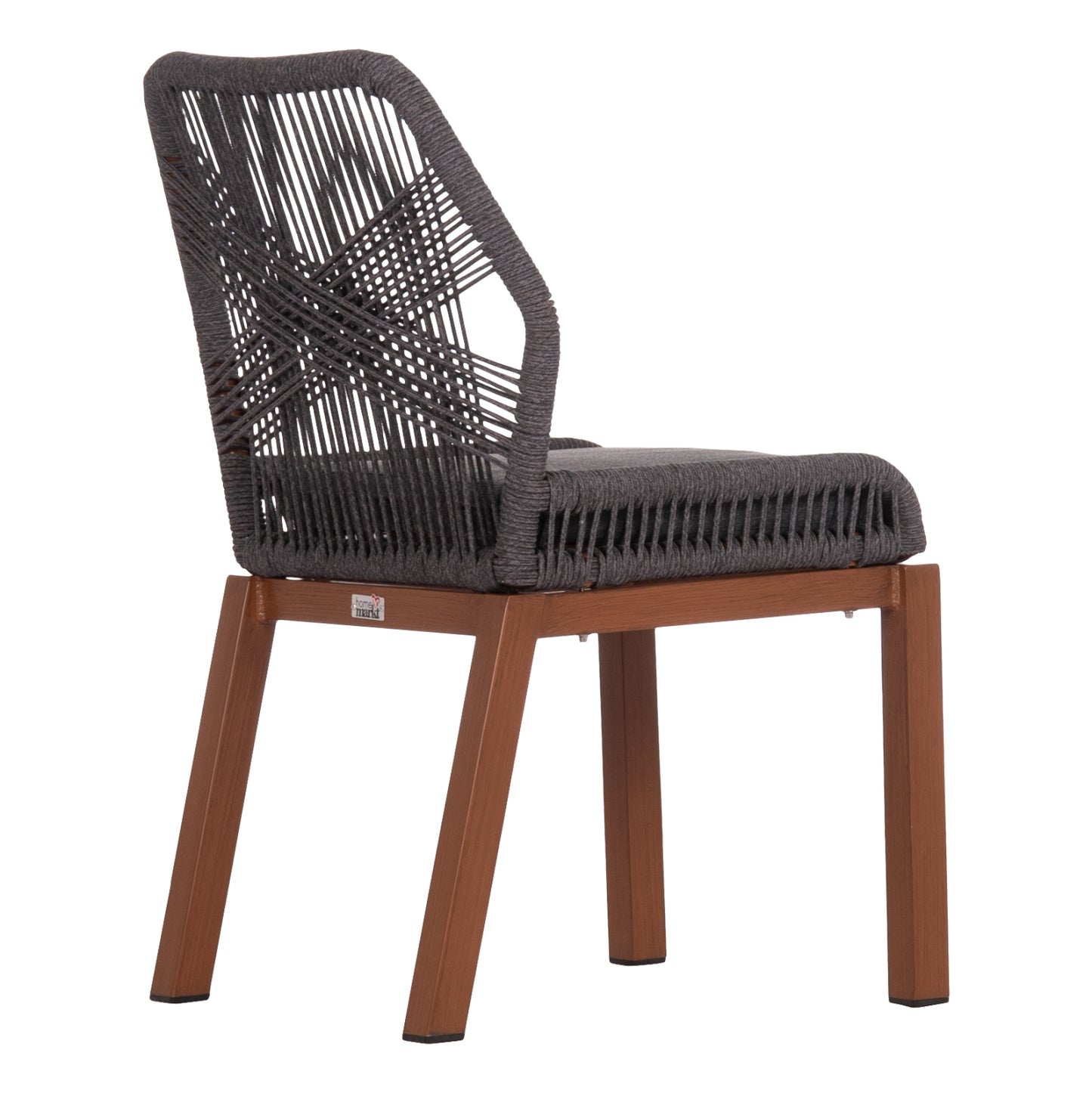 Aluminum Dining Chair Howard Hm5547.11 Brown Color--rope & Cushion In Dark Grey 55.5x60x84.5hcm.