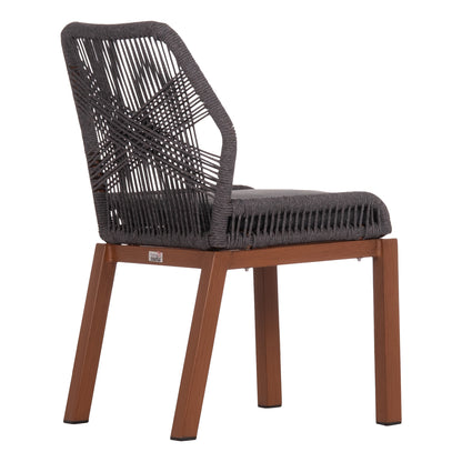 Aluminum Dining Chair Howard Hm5547.11 Brown Color--rope & Cushion In Dark Grey 55.5x60x84.5hcm.