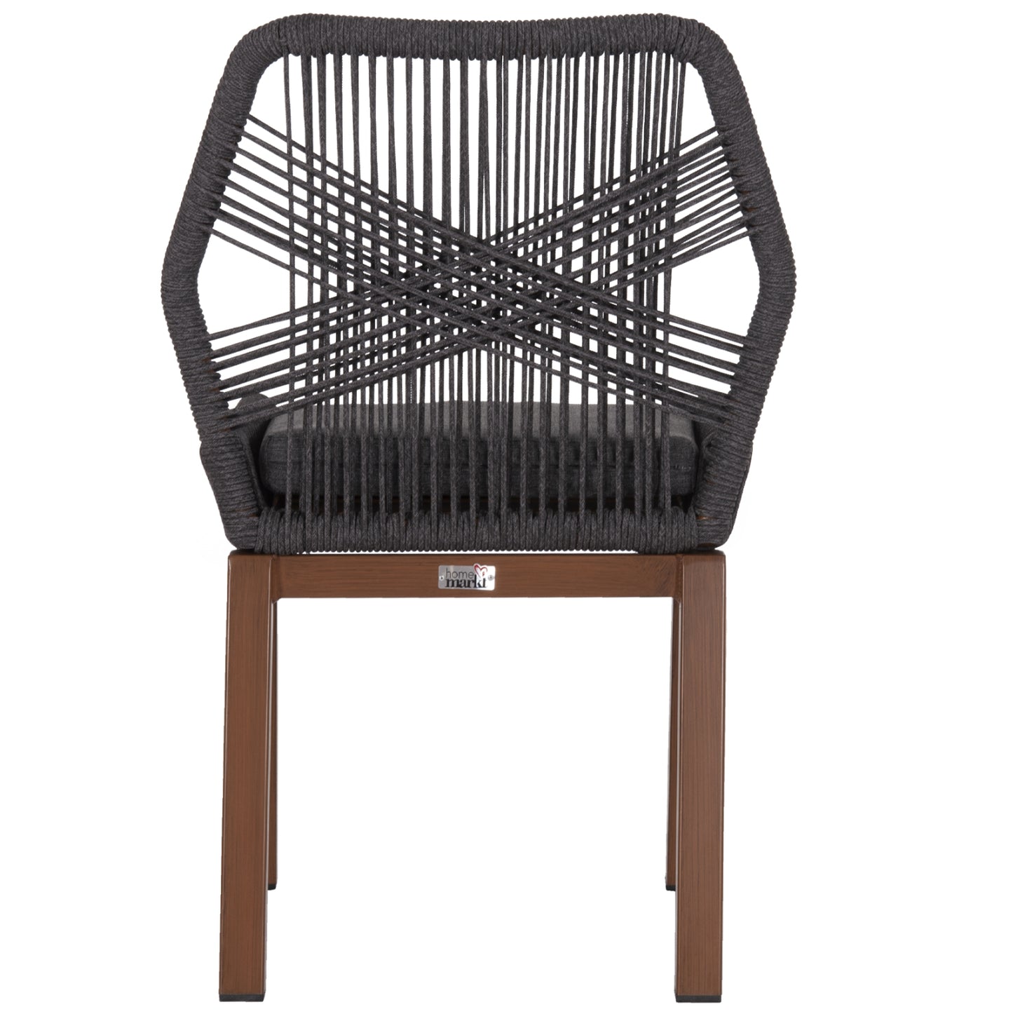 Aluminum Dining Chair Howard Hm5547.11 Brown Color--rope & Cushion In Dark Grey 55.5x60x84.5hcm.