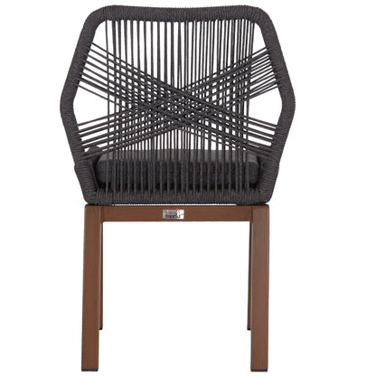 Aluminum Dining Chair Howard Hm5547.11 Brown Color--rope & Cushion In Dark Grey 55.5x60x84.5hcm.