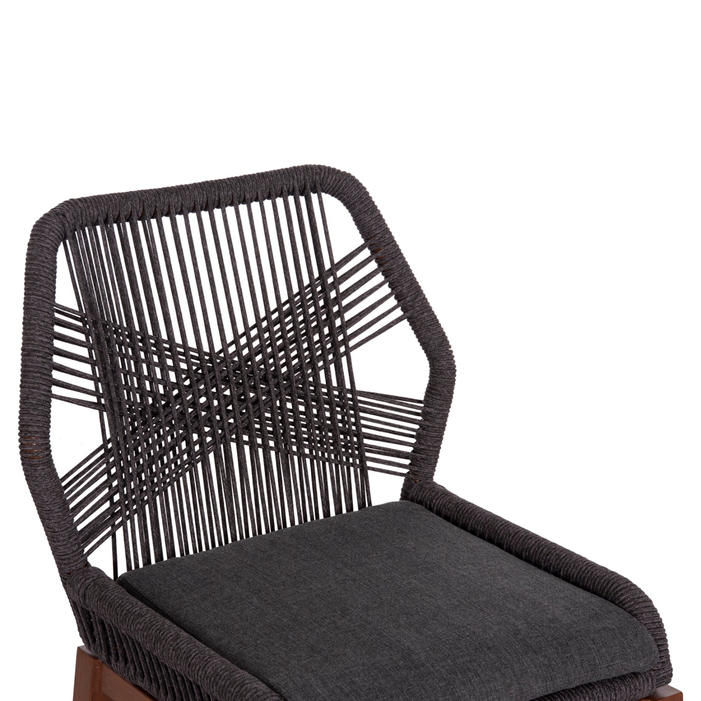 Aluminum Dining Chair Howard Hm5547.11 Brown Color--rope & Cushion In Dark Grey 55.5x60x84.5hcm.