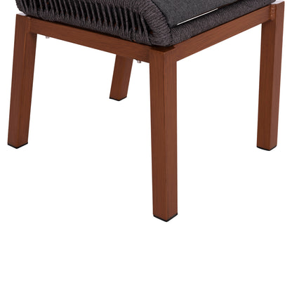 Aluminum Dining Chair Howard Hm5547.11 Brown Color--rope & Cushion In Dark Grey 55.5x60x84.5hcm.