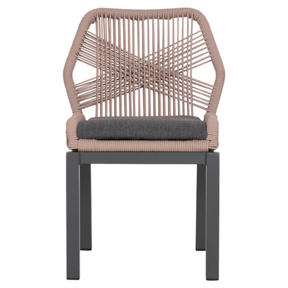 Aluminum Dining Chair Howard Hm5547.12 Dark Grey Frame--rope Beige & Cushion In Dark Grey 55.5x60x84.5hcm.