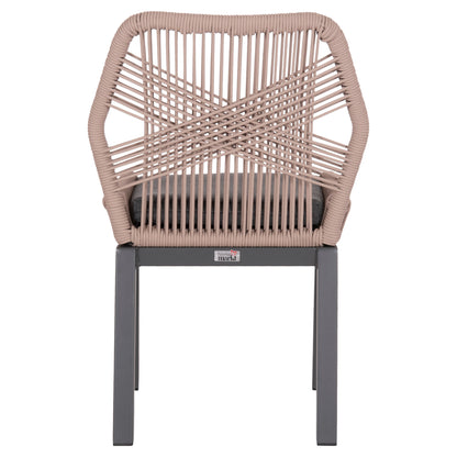 Aluminum Dining Chair Howard Hm5547.12 Dark Grey Frame--rope Beige & Cushion In Dark Grey 55.5x60x84.5hcm.