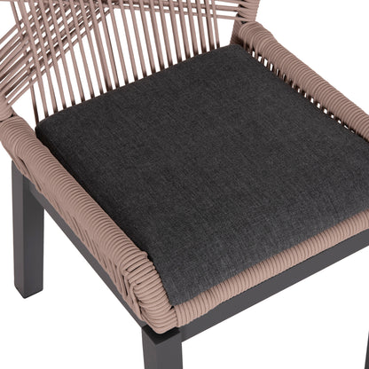 Aluminum Dining Chair Howard Hm5547.12 Dark Grey Frame--rope Beige & Cushion In Dark Grey 55.5x60x84.5hcm.