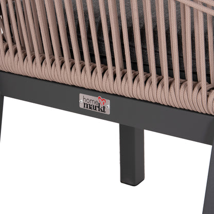Aluminum Dining Chair Howard Hm5547.12 Dark Grey Frame--rope Beige & Cushion In Dark Grey 55.5x60x84.5hcm.