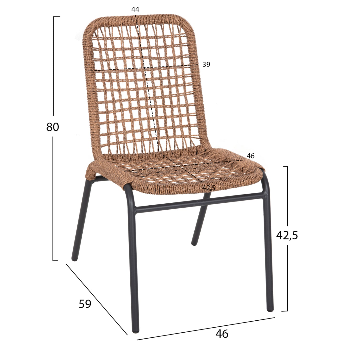 Aluminum Chair Spano Hm6047 Anthracite Frame- Beige Synthetic Rattan 46x59x80hcm.