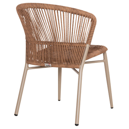 Aluminum Dining Chair Lynn Hm6267.03 Cappuccino Frame-p.e. Rattan In Natural Color 57x62x78hcm.