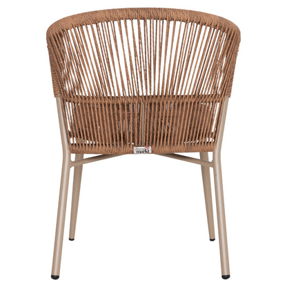 Aluminum Dining Chair Lynn Hm6267.03 Cappuccino Frame-p.e. Rattan In Natural Color 57x62x78hcm.