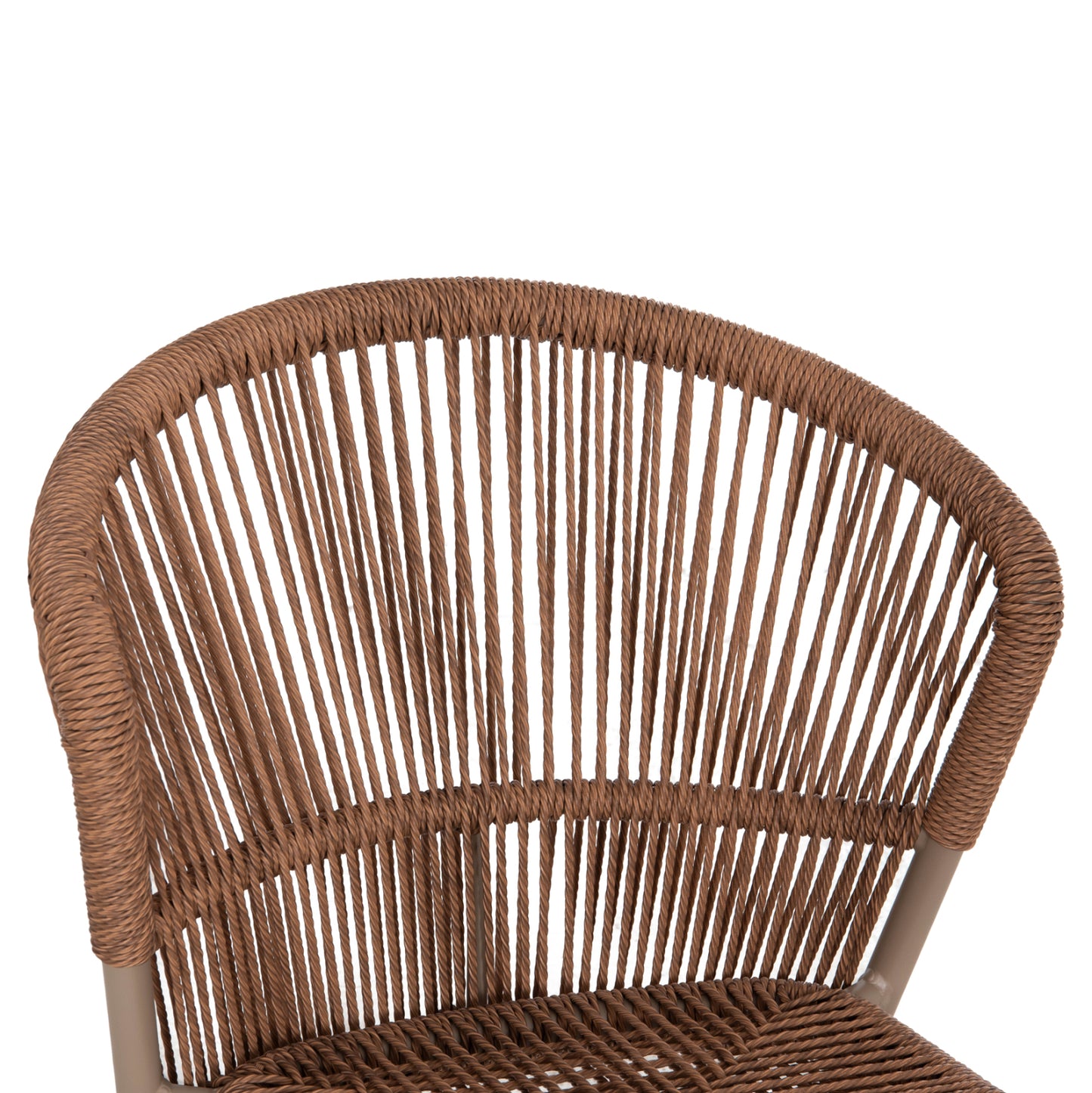 Aluminum Dining Chair Lynn Hm6267.03 Cappuccino Frame-p.e. Rattan In Natural Color 57x62x78hcm.