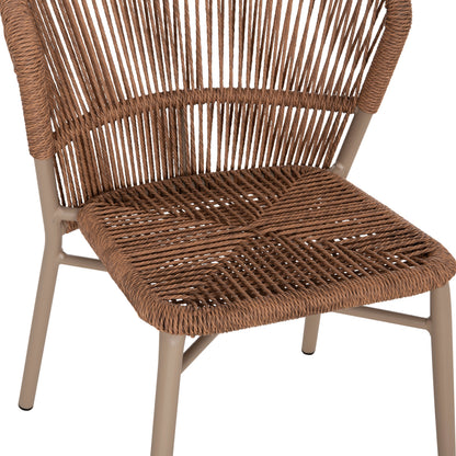 Aluminum Dining Chair Lynn Hm6267.03 Cappuccino Frame-p.e. Rattan In Natural Color 57x62x78hcm.