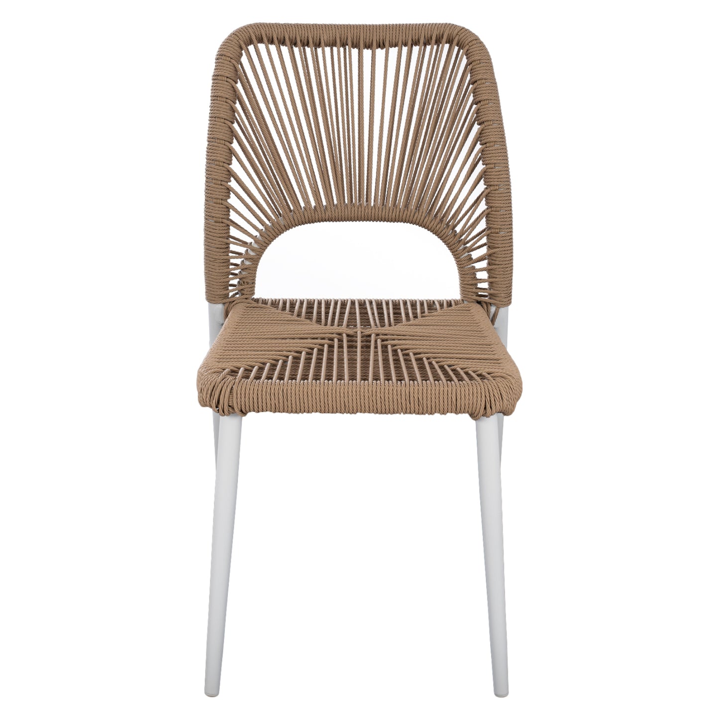 White Aluminum Chair With Pe Rope Beige Hm5770.01 45x63x82y Cm.