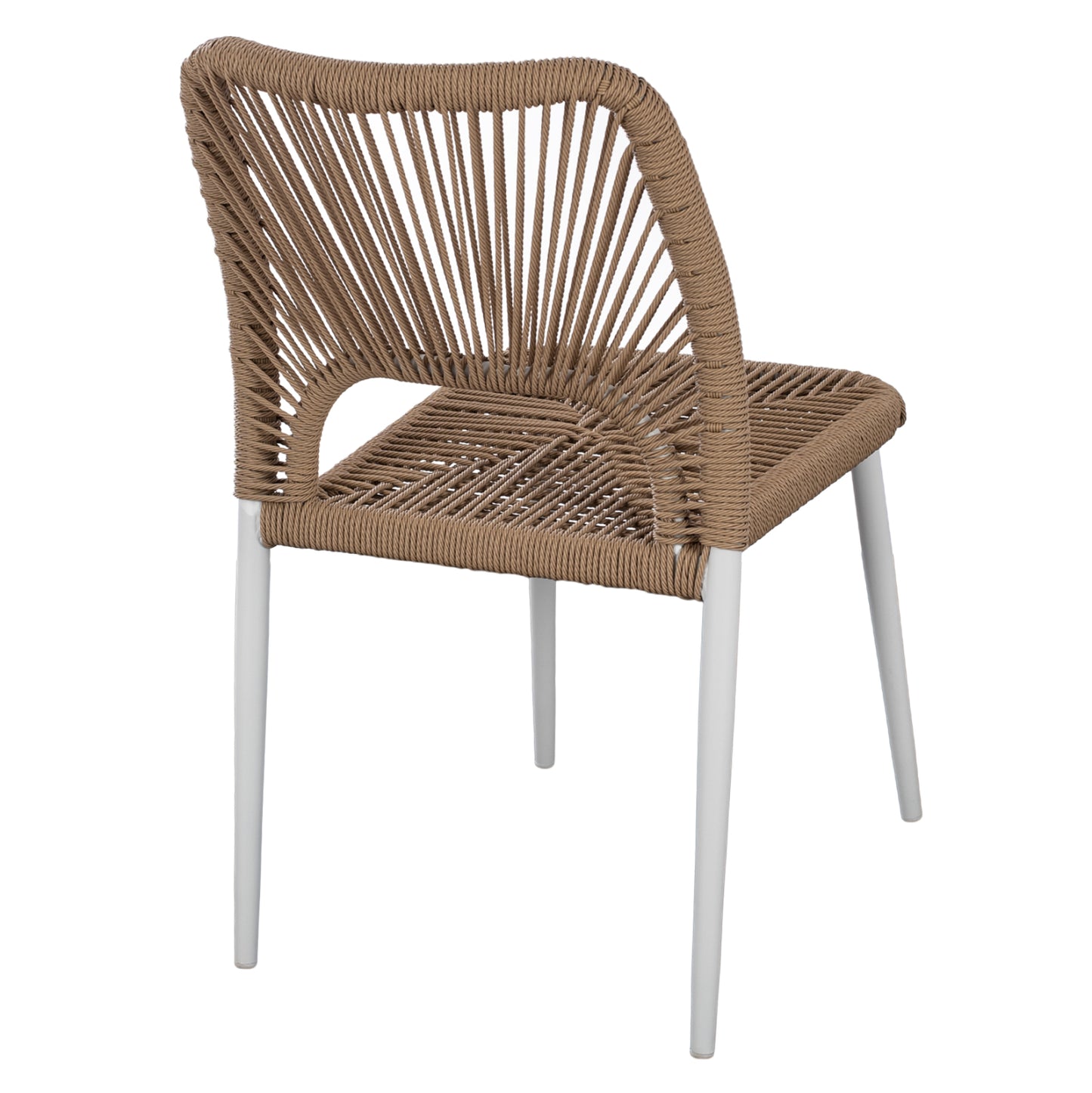 White Aluminum Chair With Pe Rope Beige Hm5770.01 45x63x82y Cm.