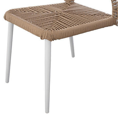 White Aluminum Chair With Pe Rope Beige Hm5770.01 45x63x82y Cm.