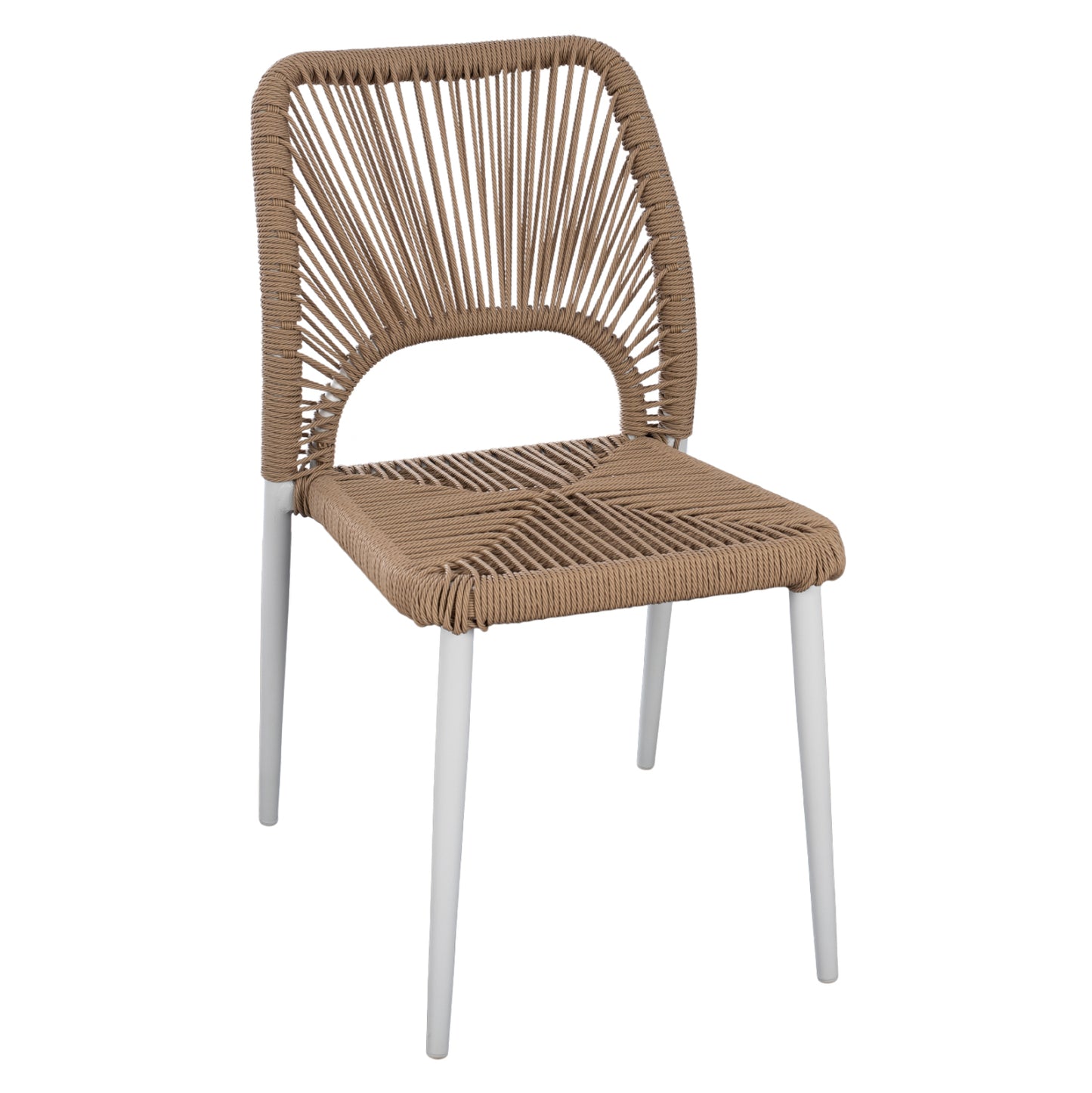 White Aluminum Chair With Pe Rope Beige Hm5770.01 45x63x82y Cm.
