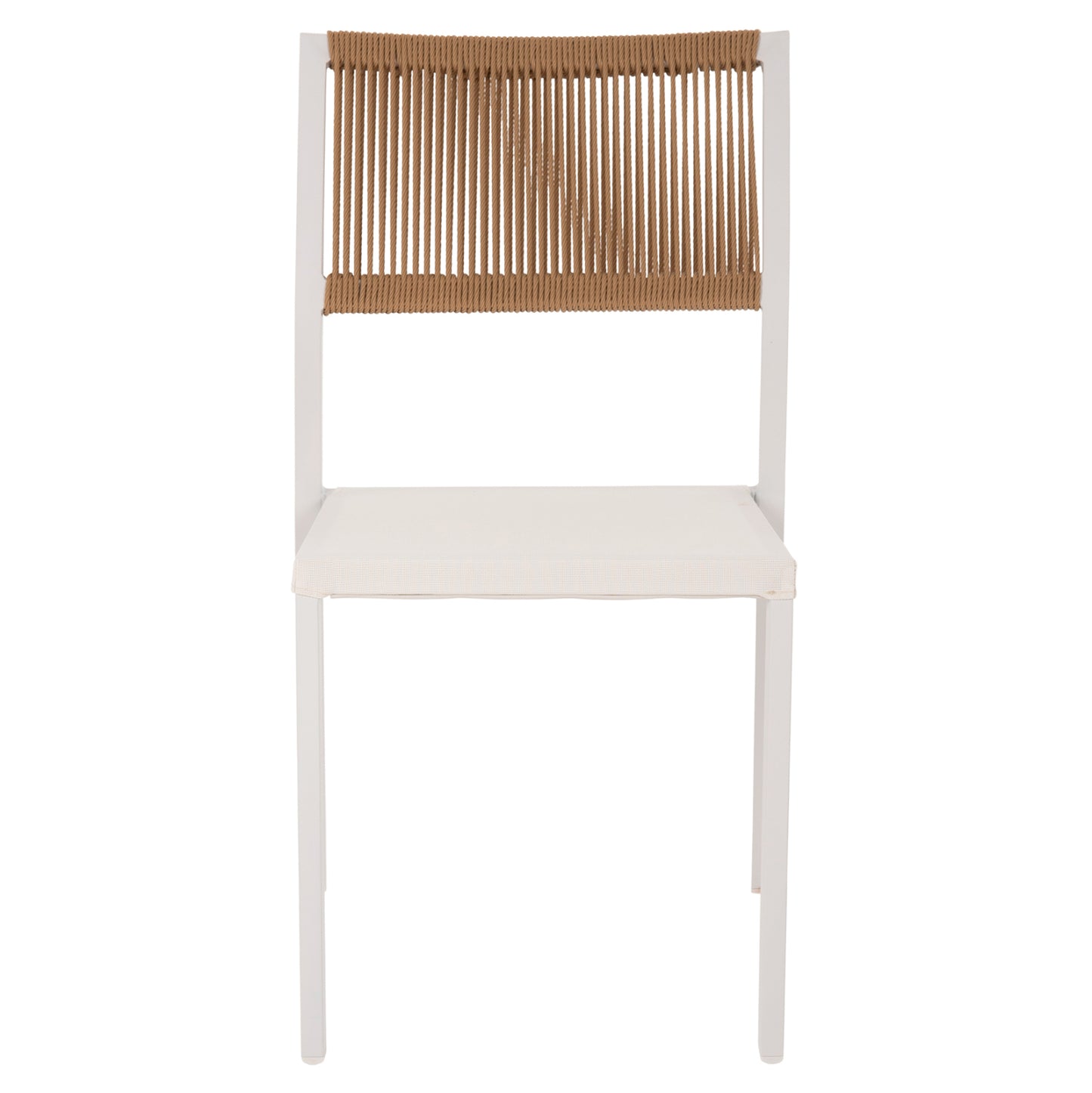 Chair Aluminum Hm5921.02 White Frame And Textline With Beige Synthetic Rattan 46x55,5x83hcm.