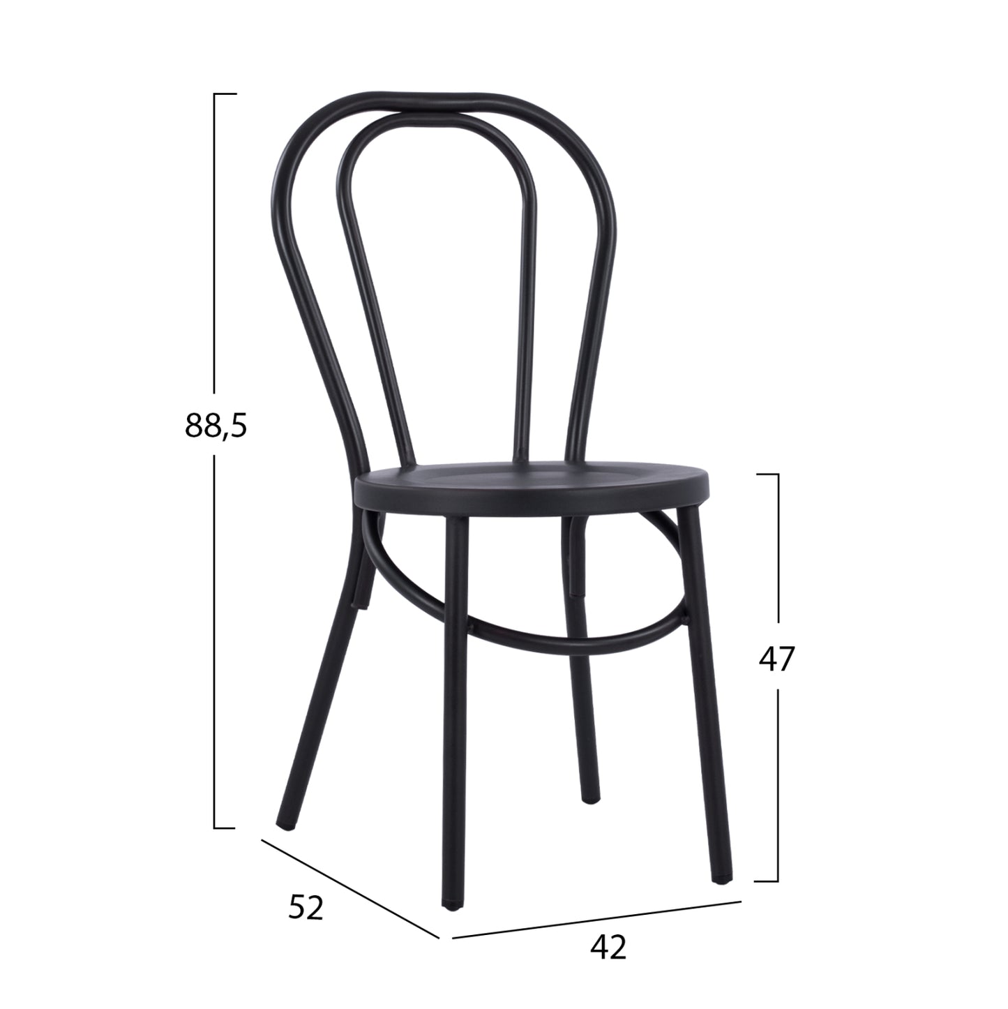 Aluminum Chair Vienna Type Black Rusty Hm5557.01 42x52x88,5 Cm.