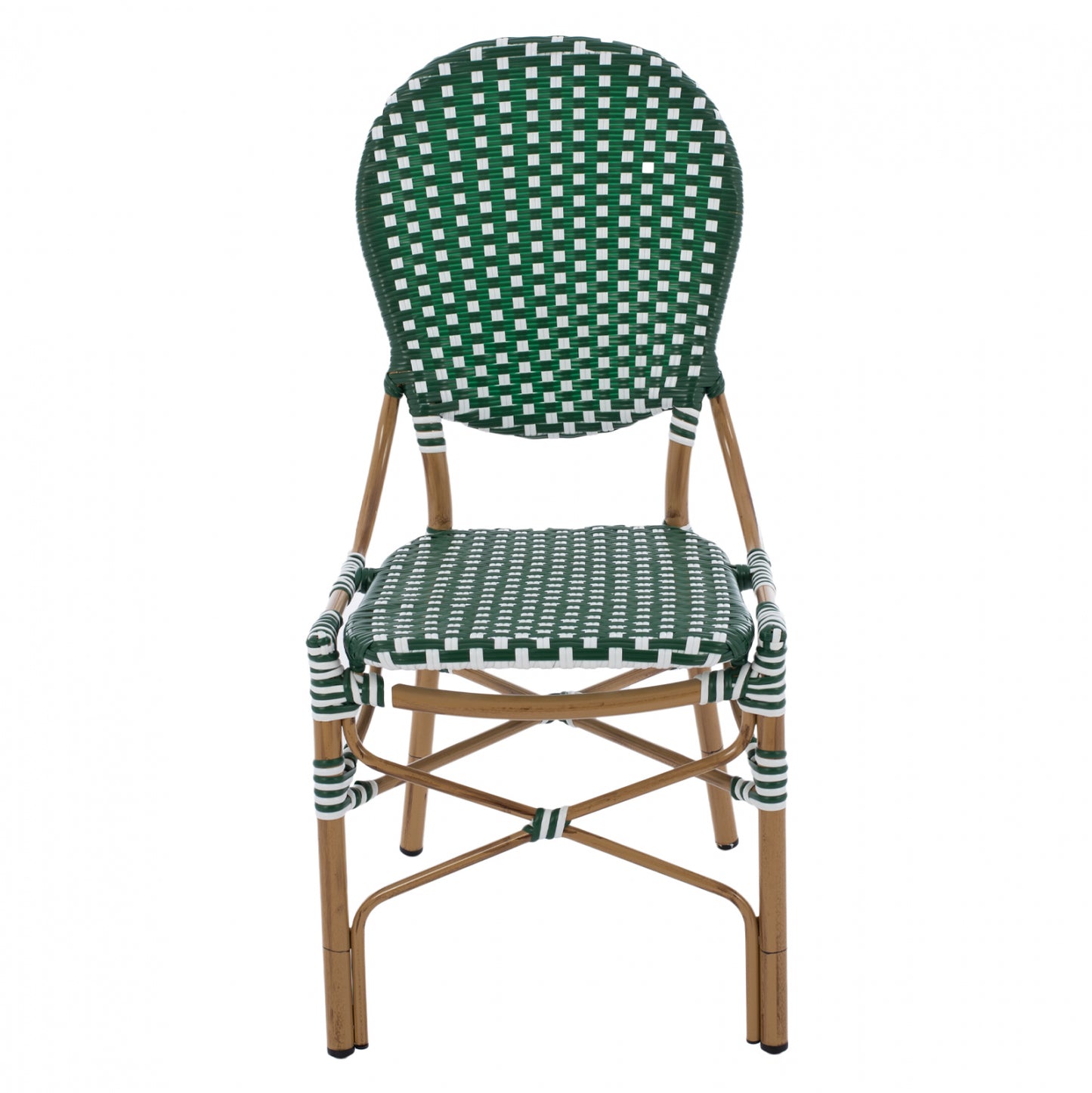 Aluminum Chair Bamboo Look With Wicker Green White Hm5792.01 47x55x98 Cm.