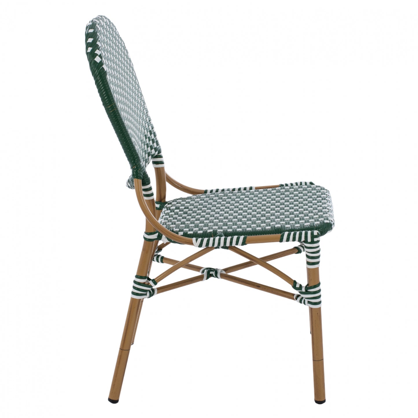 Aluminum Chair Bamboo Look With Wicker Green White Hm5792.01 47x55x98 Cm.
