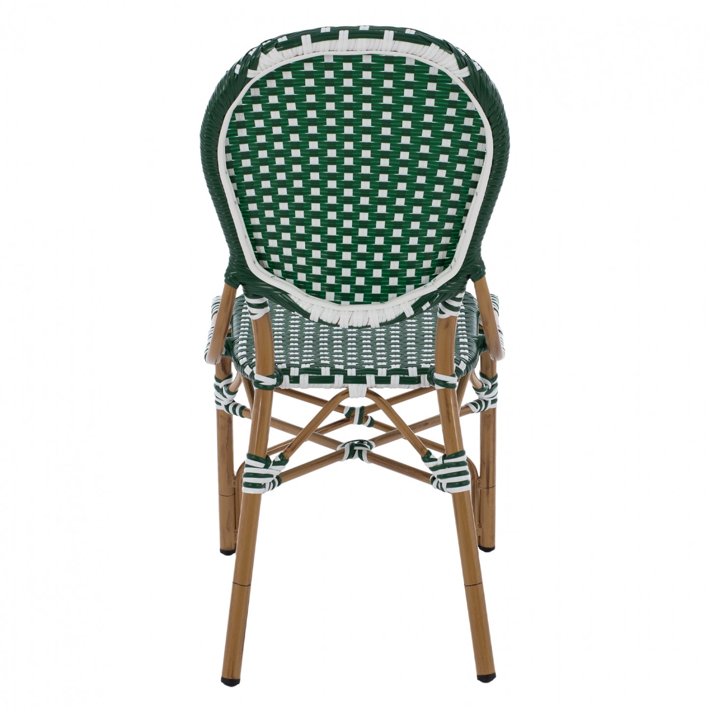 Aluminum Chair Bamboo Look With Wicker Green White Hm5792.01 47x55x98 Cm.