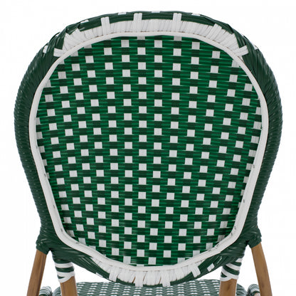 Aluminum Chair Bamboo Look With Wicker Green White Hm5792.01 47x55x98 Cm.