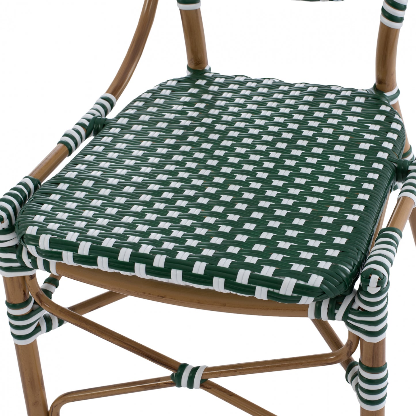 Aluminum Chair Bamboo Look With Wicker Green White Hm5792.01 47x55x98 Cm.