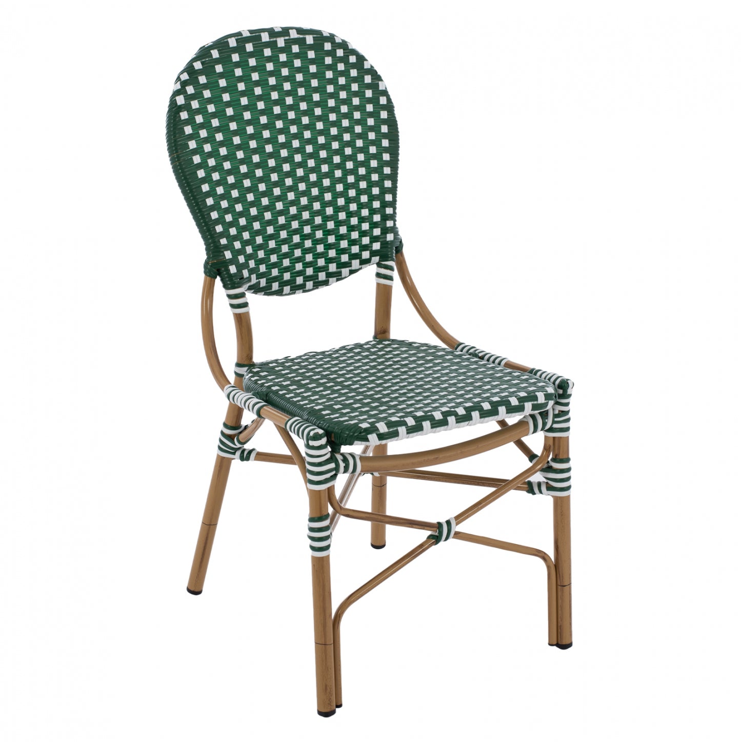 Aluminum Chair Bamboo Look With Wicker Green White Hm5792.01 47x55x98 Cm.