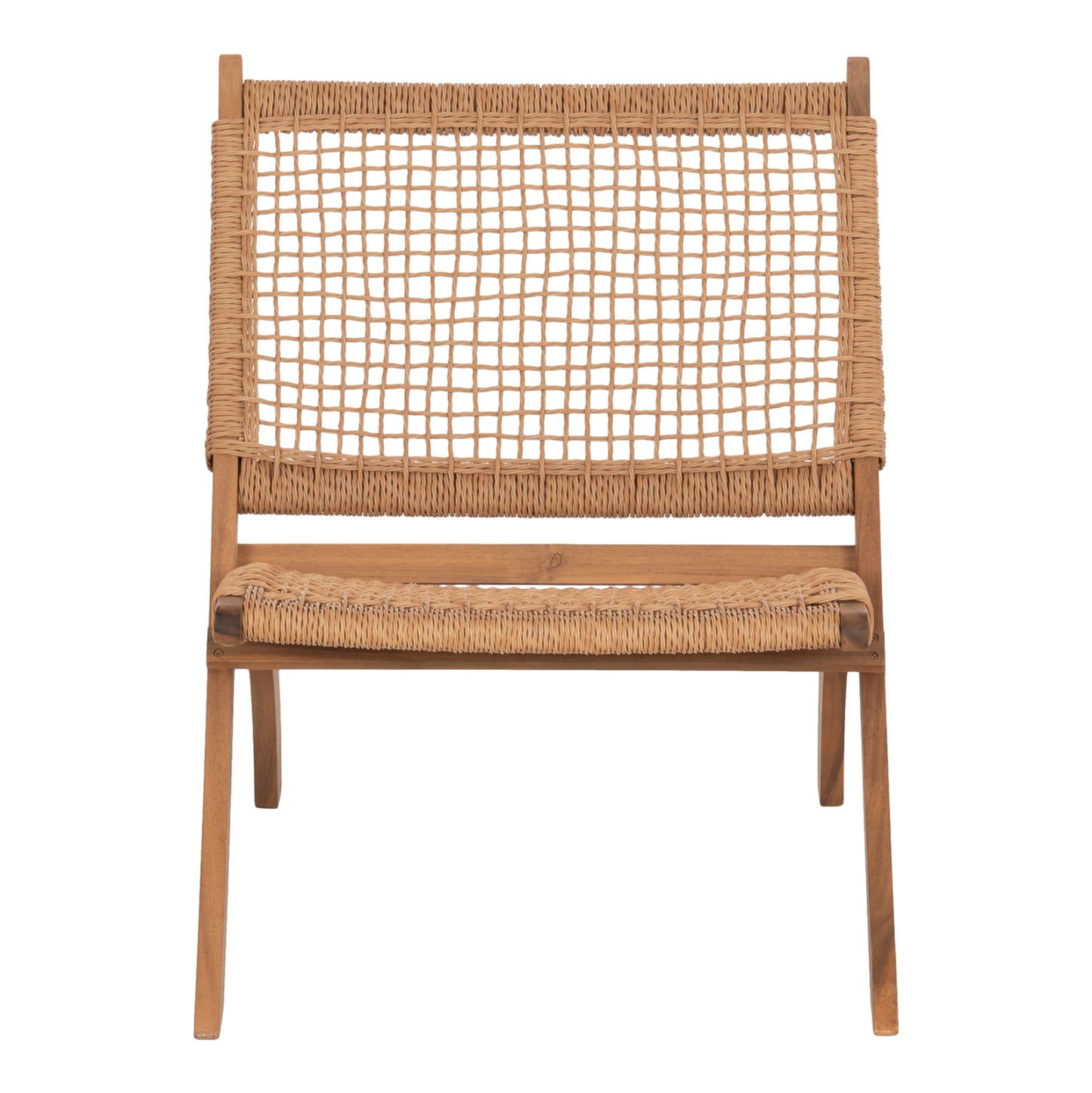 Foldable Lounge Chair Fermo Hm6243.01 Acacia Wood In Natural-synthetic Wicker 60x75x75hcm.