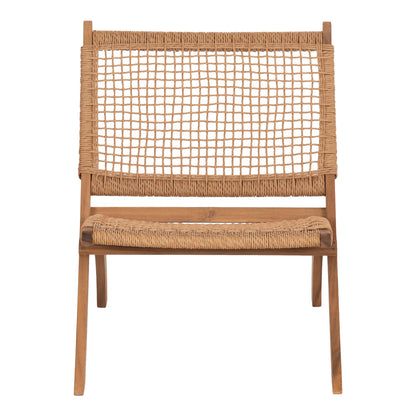 Foldable Lounge Chair Fermo Hm6243.01 Acacia Wood In Natural-synthetic Wicker 60x75x75hcm.