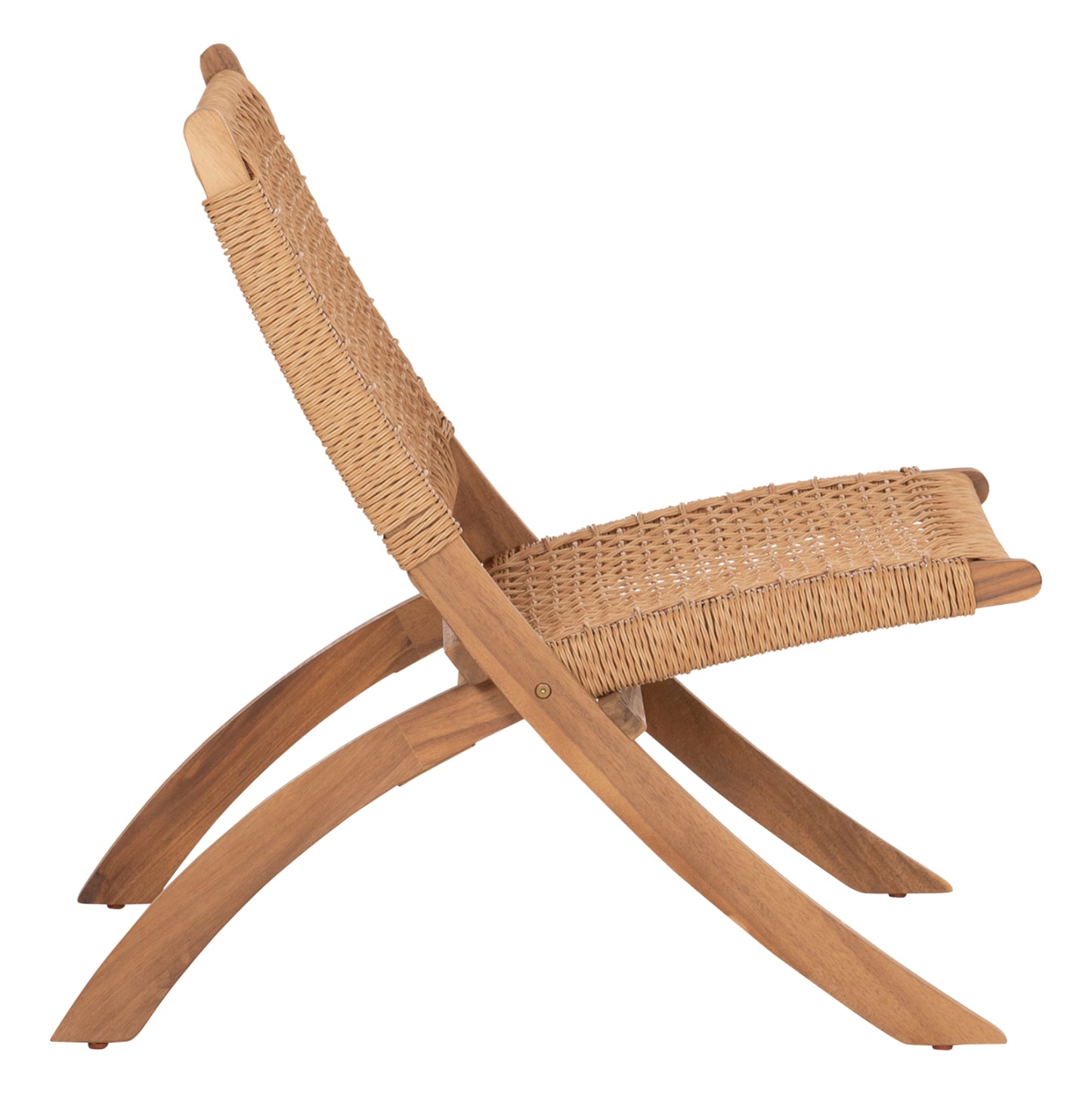 Foldable Lounge Chair Fermo Hm6243.01 Acacia Wood In Natural-synthetic Wicker 60x75x75hcm.