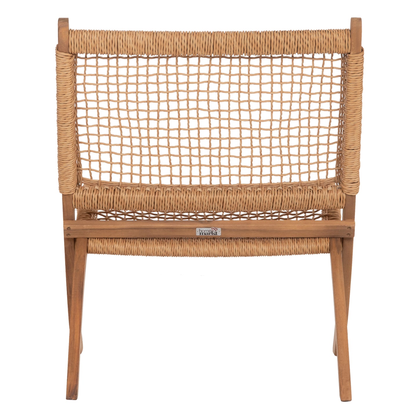Foldable Lounge Chair Fermo Hm6243.01 Acacia Wood In Natural-synthetic Wicker 60x75x75hcm.