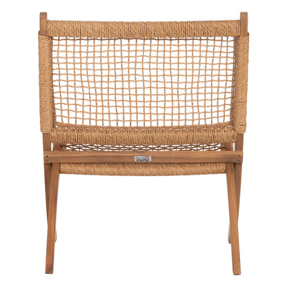 Foldable Lounge Chair Fermo Hm6243.01 Acacia Wood In Natural-synthetic Wicker 60x75x75hcm.