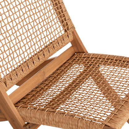 Foldable Lounge Chair Fermo Hm6243.01 Acacia Wood In Natural-synthetic Wicker 60x75x75hcm.