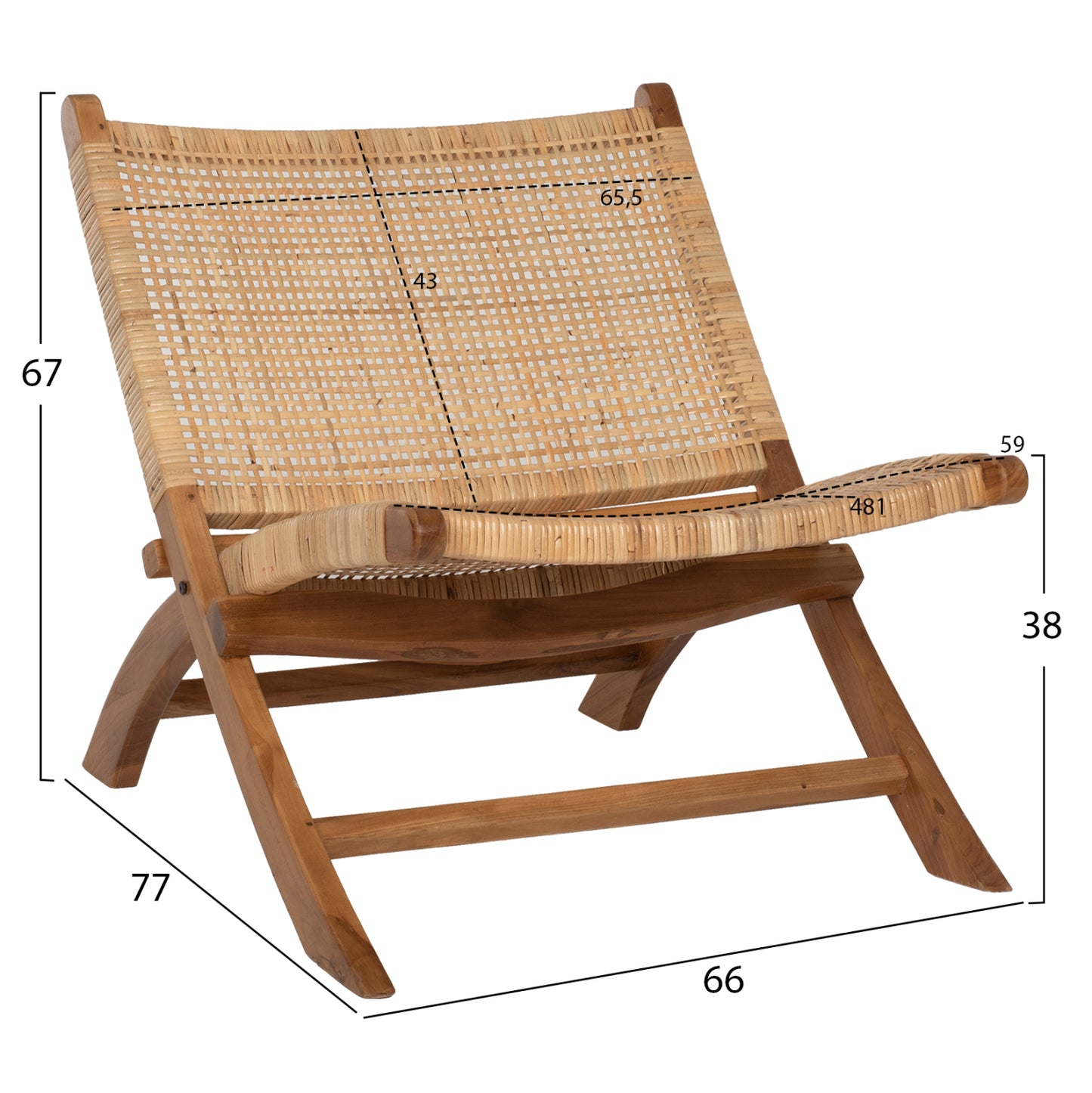 Folding Chair Antil Hm9379.01 Solid Teak Natural 65x78x68h