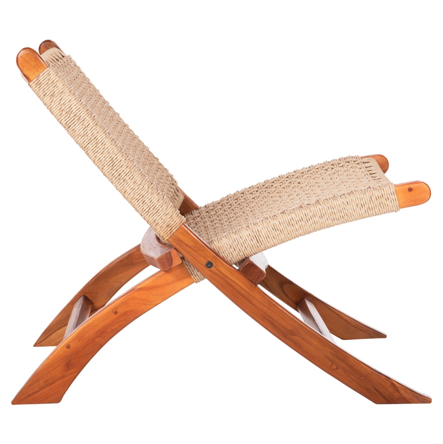 Folding Short Chair Ferm Hm9477.01 Solid Teak Wood In Natural-viro Rope 65,5x80x67hcm.